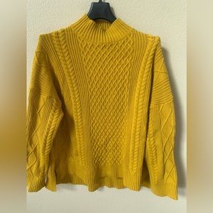 J. Crew Mustard cable sweater mock neck